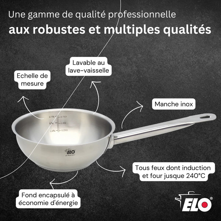Sauteuse 24 cm en acier inoxydable 18/8 Elo Profi Cuisine