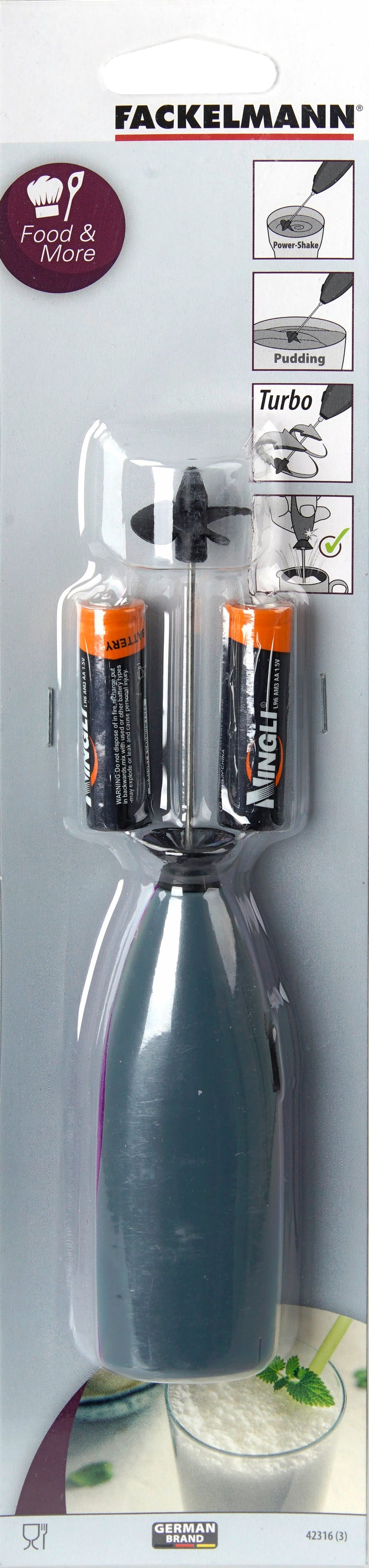 Mini mixeur Turbo bicolore avec piles Fackelmann