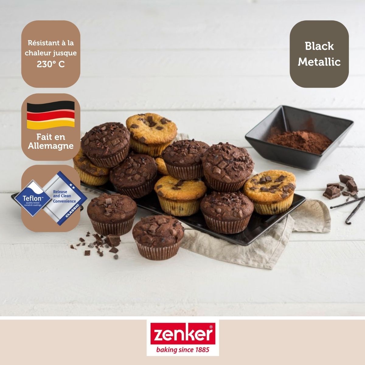 Moule 12 muffins Zenker Black Metallic