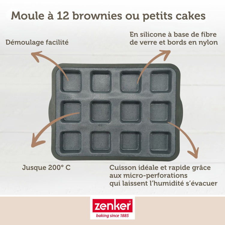 Moule à gâteaux 12 carrés en silicone fibre de verre Zenker