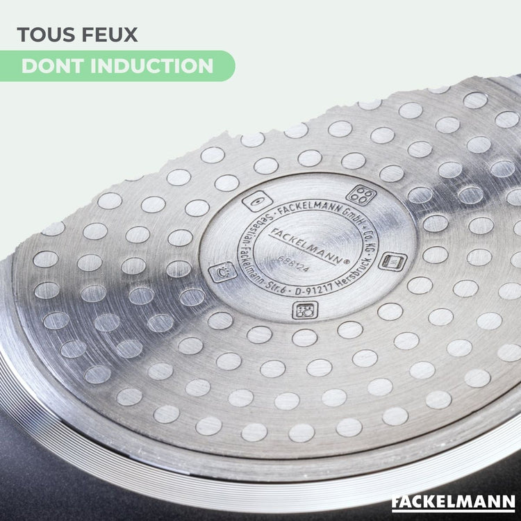 Batterie de cuisine avec 2 poêles 28/30 cm et 3 casseroles 16/18/20 cm et 5 ustensiles de cuisine Fackelmann Brandao Vario