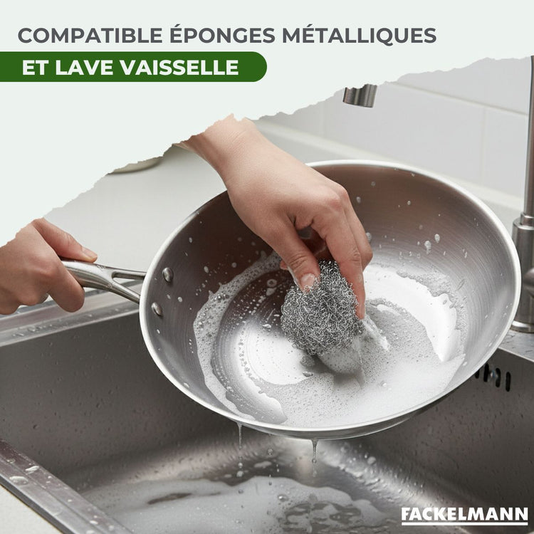 Set de 2 poêles de cuisson 26/28 cm en inox avec 1 couvercle de cuisson universel Fackelmann Vita3