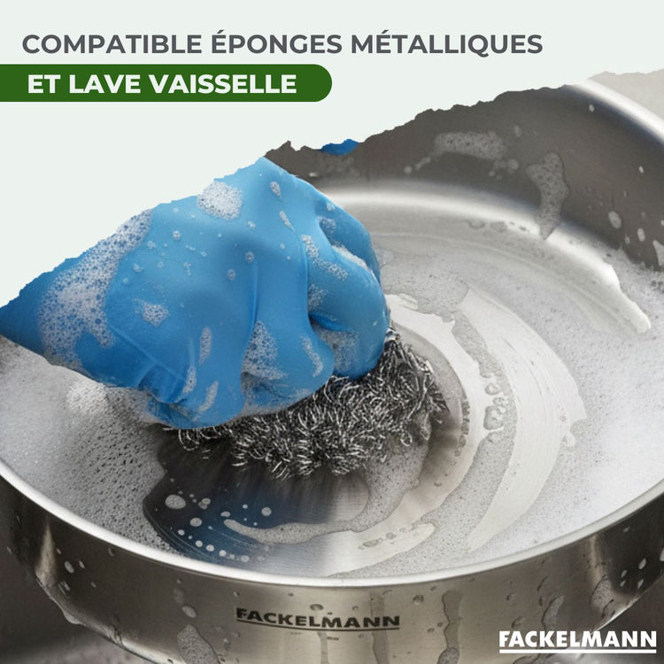 Batterie de cuisine avec 3 poêles 20/26/28 cm et 2 casseroles 14/18 cm avec 1 couvercle de cuisson universel sans PFAS Fackelmann Vita3