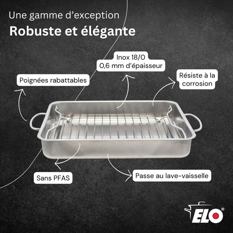 Plat à four acier inoxydable avec grille Elo Edition Red