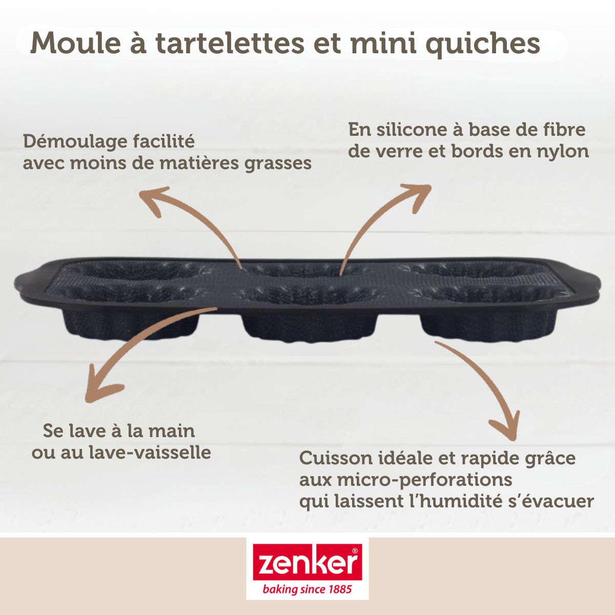 Moule 6 tartelette Zenker Silicone fibre de verre
