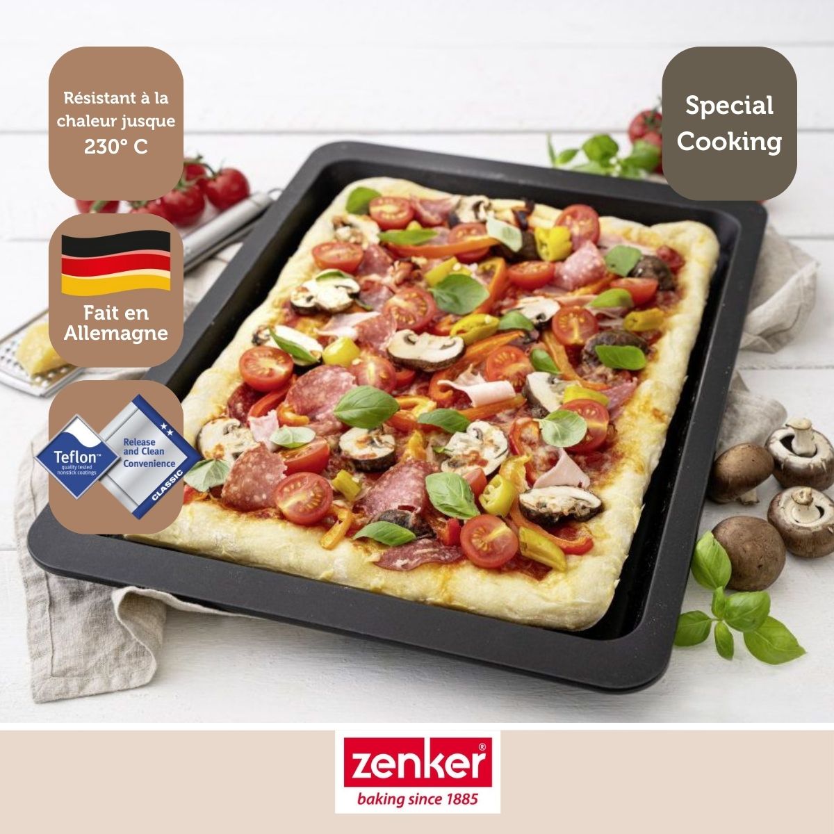 Plaque à pizza rectangulaire Zenker Spécial Countries