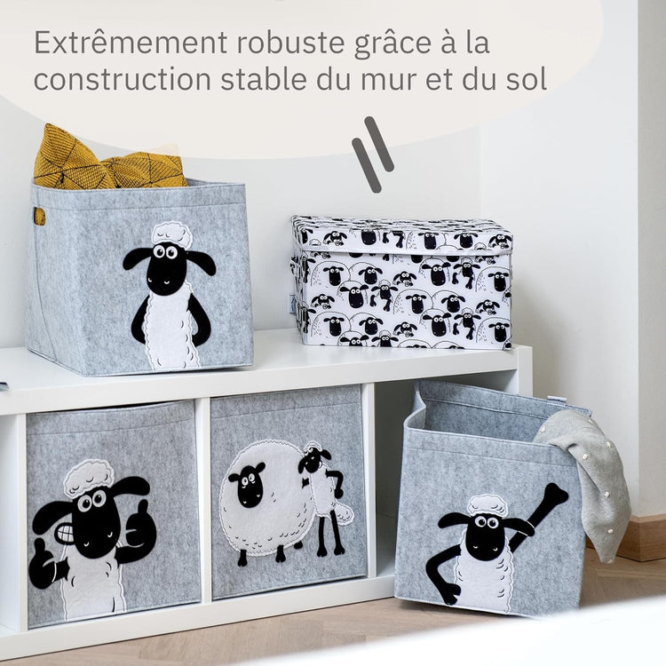 Boîte de rangement avec couvercle fond blanc Lifeney Shaun le mouton