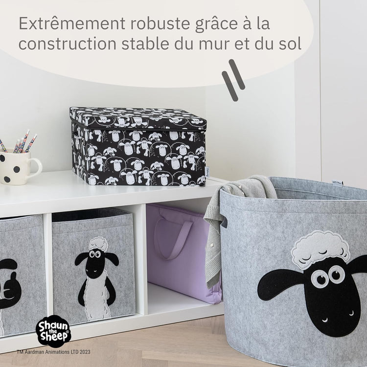 Boîte de rangement avec couvercle fond noir Lifeney Shaun le mouton