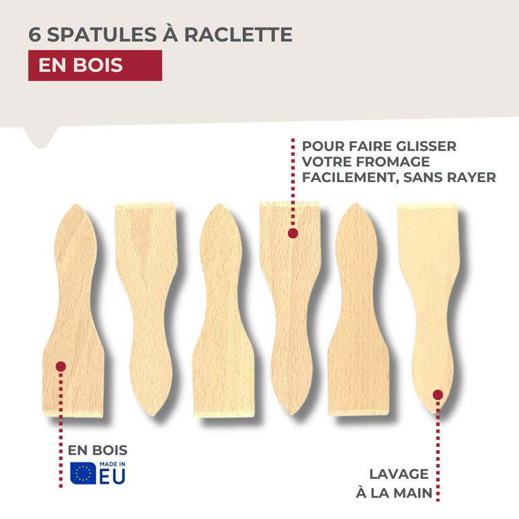Lot de 6 spatules à raclette en bois Fackelmann Wood Edition