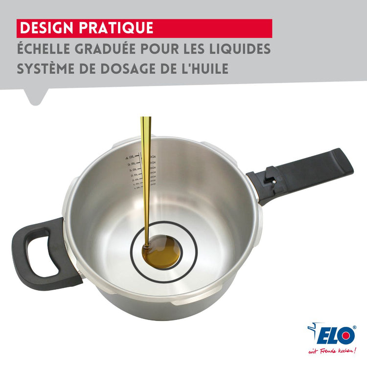 Autocuiseur vapeur en acier inoxydable 18/10 22 cm 4,5 litres Elo Mistral Premium