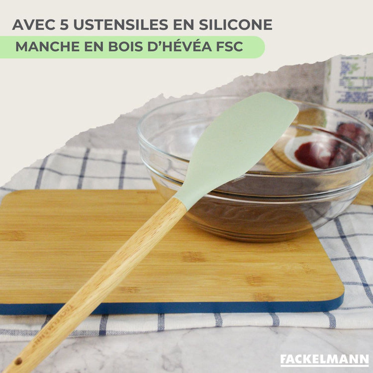 Batterie de cuisine avec 1 poêle 16 cm et 3 casseroles 16/18/20 cm avec 5 ustensiles de cuisine Fackelmann Brandao Océan