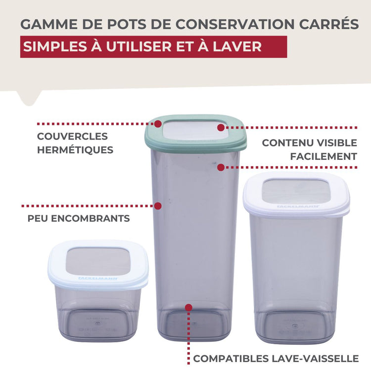 Lot de 4 boîtes hermétiques 1,75L avec 4 ustensiles de cuisine Fackelmann Storage