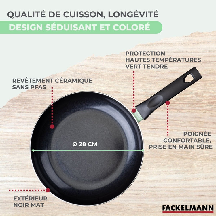 Set poêle antiadhésive céramique 28 cm et 6 ustensiles Fackelmann Brandao