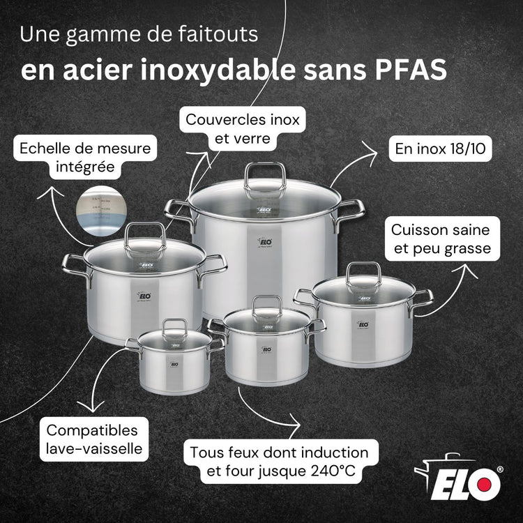 Lot Poêle 32 cm & Faitout 20 cm Elo Relief Evolution