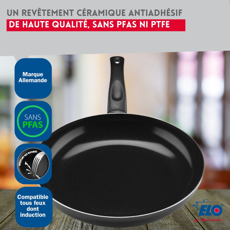 Ensemble de 3 Poêles de cuisson 20, 24 et 28 cm et 3 faitouts 14, 16 et 20 cm Elo Prima Brillant