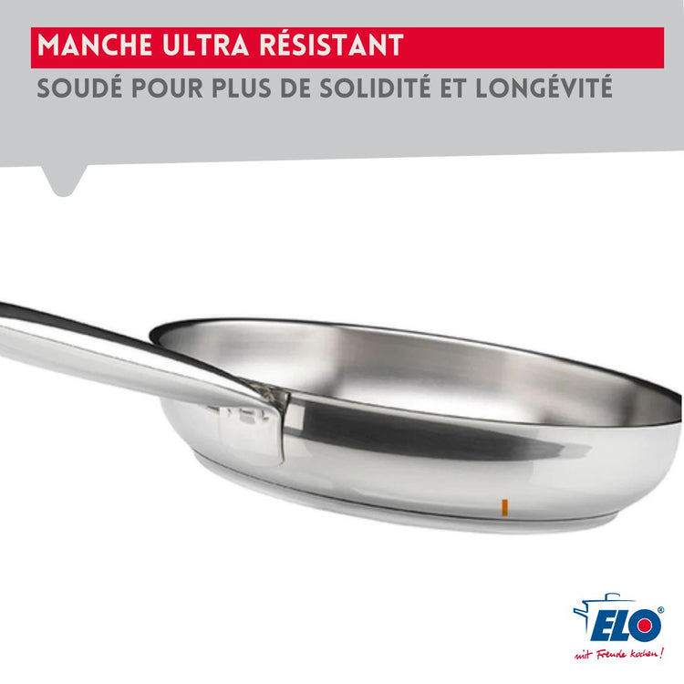 Ensemble de 3 Poêles de cuisson 24, 28 et 32 cm et 3 faitouts 16, 20 et 24 cm Elo Profi Brillant