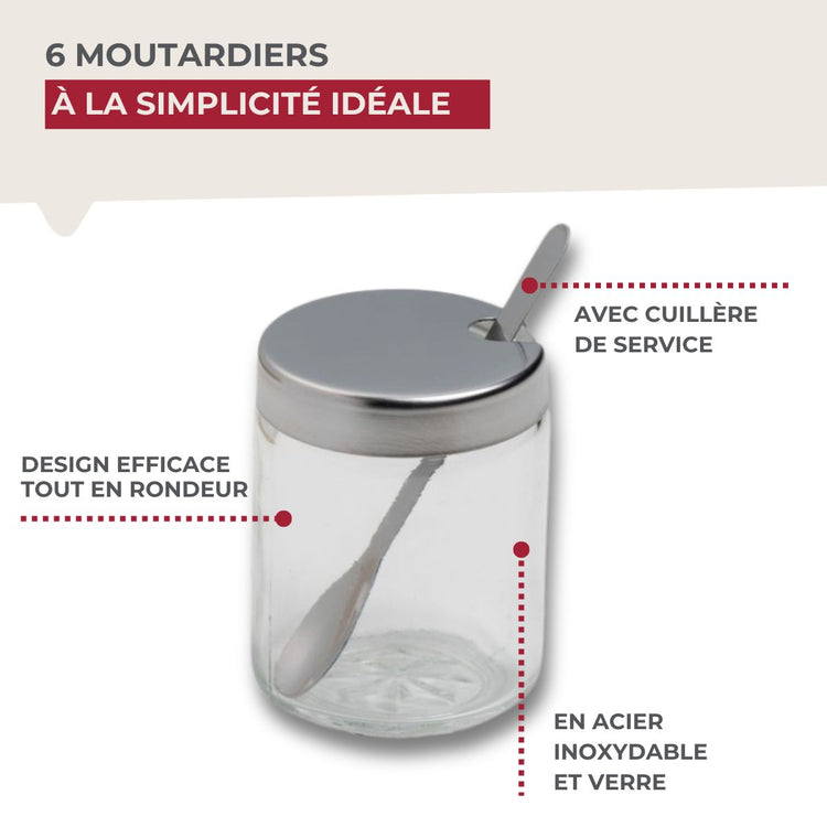 Lot de 6 pots à moutarde avec cuillère Fackelmann