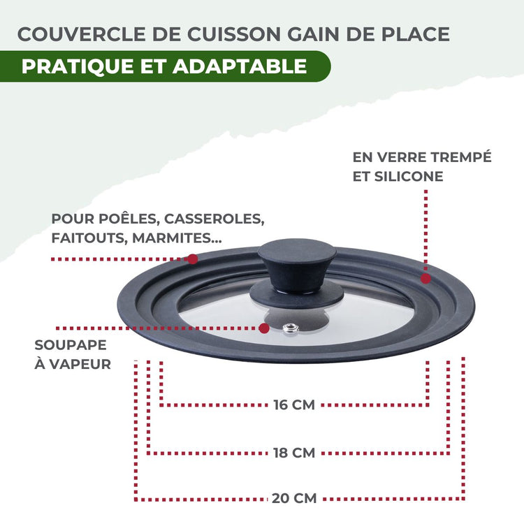 Poêle à Frire 28 cm, Casseroles 14 et 18 cm, Faitouts 20 24 cm inox 18/10 Triply et couvercle Fackelmann Vita3