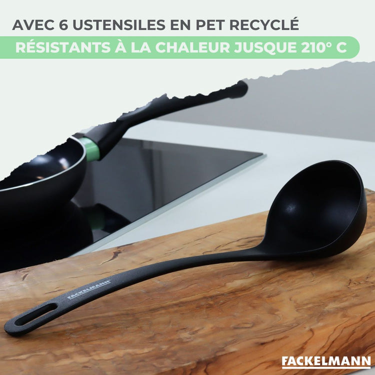 Set de 1 poêle 20 cm, 3 casseroles antiadhésives céramique 16, 18 et 20 cm et 6 ustensiles Fackelmann Brandao