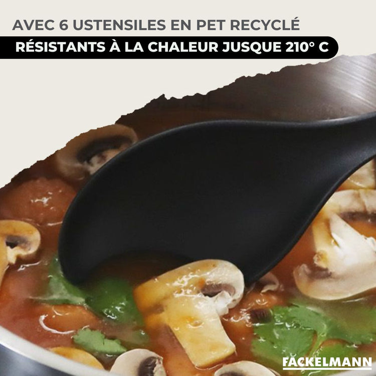Batterie de cuisine avec 3 poêles 20/24/28 cm et 3 faitouts 16/20/24 cm avec 6 ustensiles de cuisine sans PFAS Fackelmann Généva Brillant Fénix