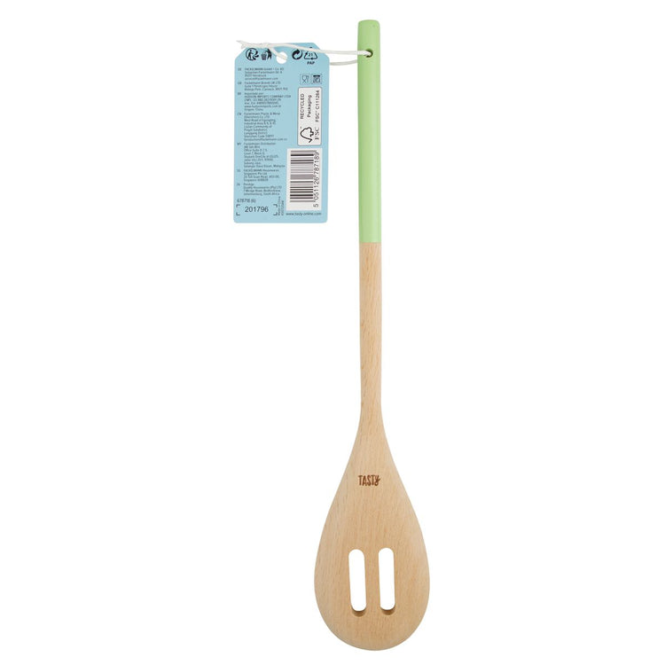 Cuillère de cuisine en bois ajourée 30 x 5,5 cm Tasty Green