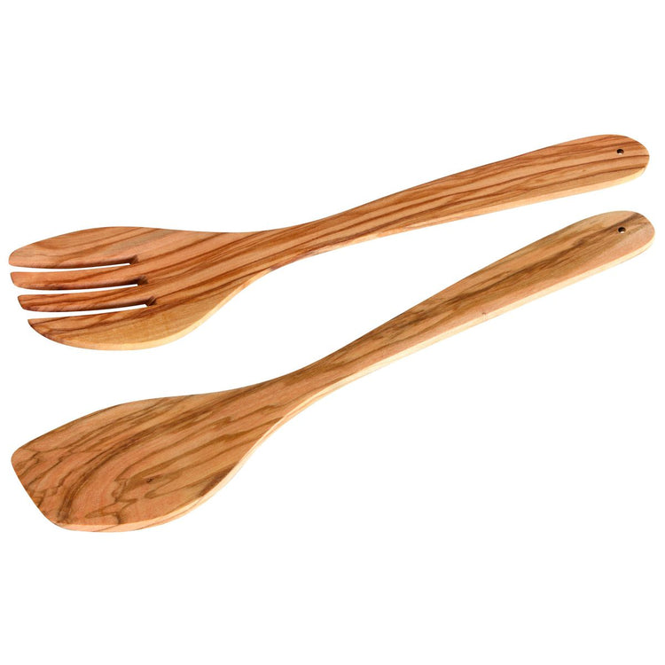 Ensemble de couverts à salade, cuillères et spatule Fackelmann Édition Bois d'olivier