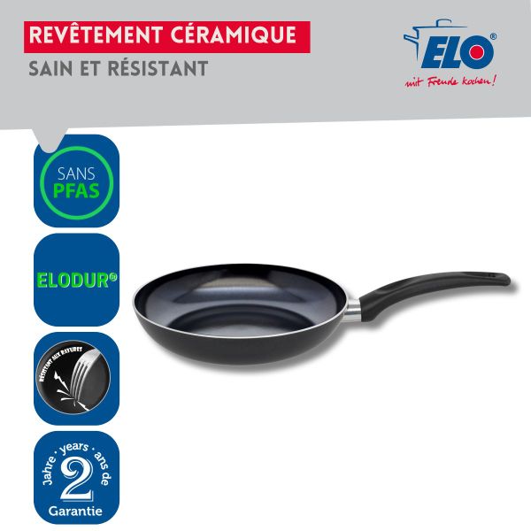 Set de 2 Poêles 24 et 28 cm céramique sans PFAS et 2 couvercles Elo Prima Cucina